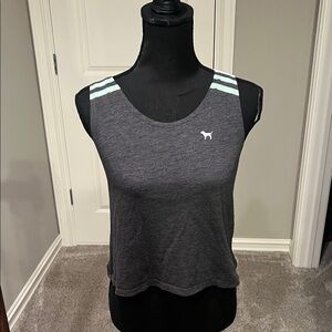PINK Victoria's Secret Gray Tank with Light Green Stripes